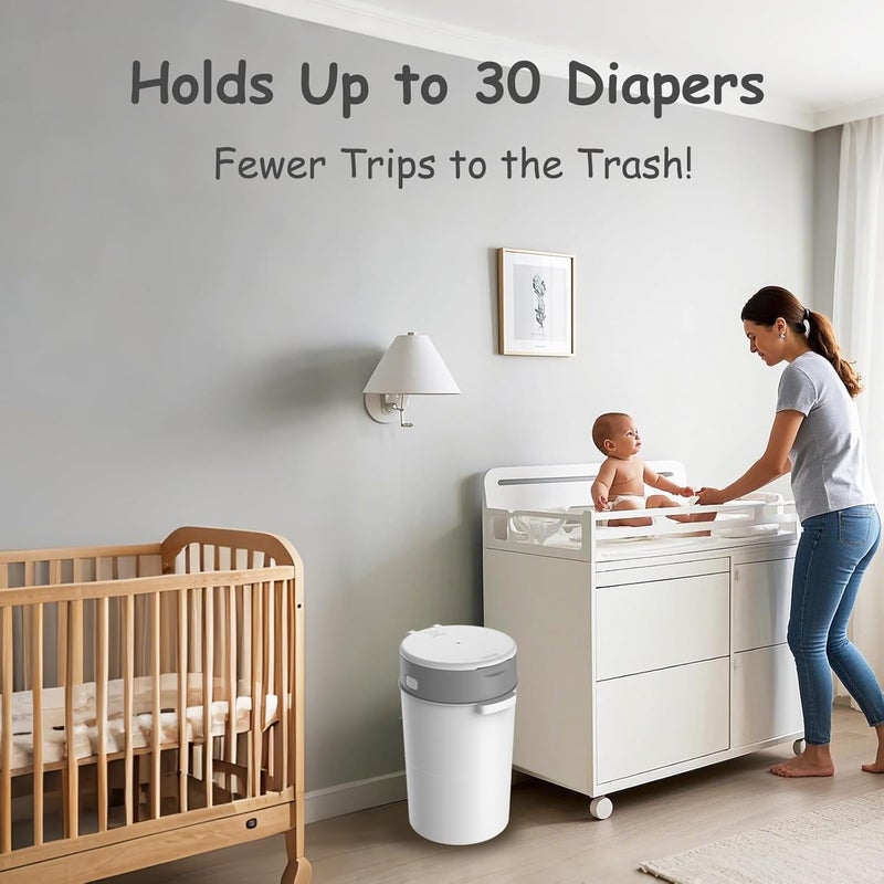 Bellababy Diaper Pail, Upgrade Baby Diaper Bin with Double Odor Locking, Includes 1 Refill (270 inches/pcs), Compact Design for Nursery - Image 3